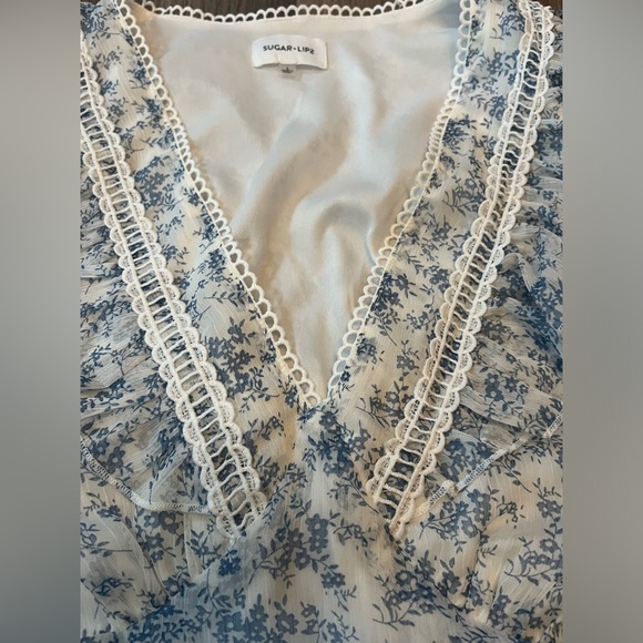 Sugar Lips Stop And Stare Floral Print Ruffled Mini Dress SZ L - Picture 9 of 16